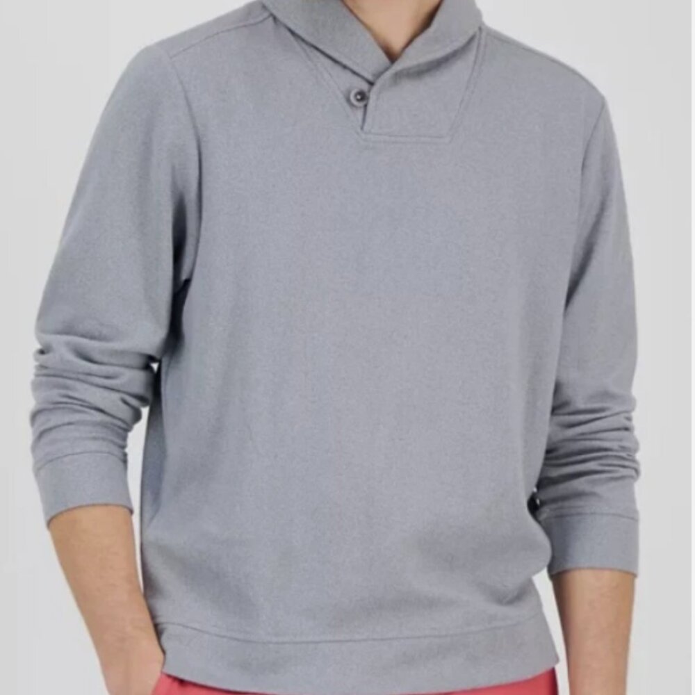 Tommy Bahama Deer Harbor Shawl Collar Pullover Men's Sweater Cave Grey Size XXL